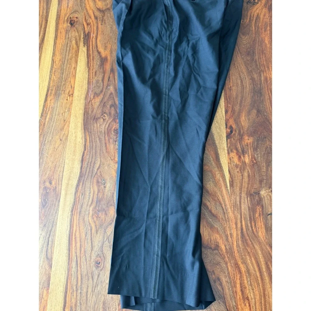 Roberto Zanieri Mens Black 100% Wool Pleated Tuxedo Pants Made in Italy Size 42